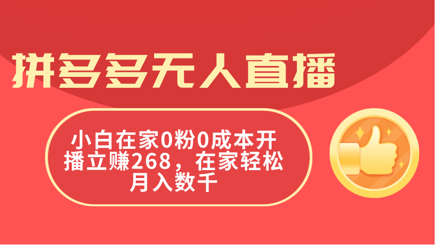 （11521期）拼多多无人直播，小白在家0粉0成本开播立赚268，在家轻松月入数千-悟空聊项目