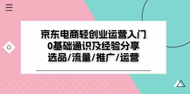 京东电商轻创业运营入门0基础通识及经验分享：选品/流量/推广/运营-悟空聊项目