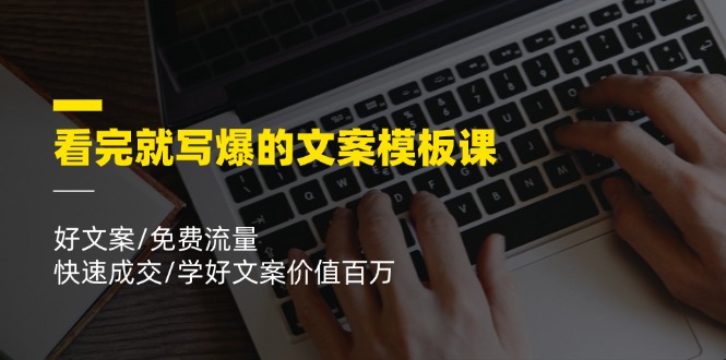 看完就写爆的文案模板课，好文案/免费流量/快速成交/学好文案价值百万-悟空聊项目
