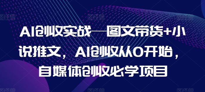 AI创收实战—图文带货+小说推文，AI创收从0开始，自媒体创收必学项目-悟空聊项目