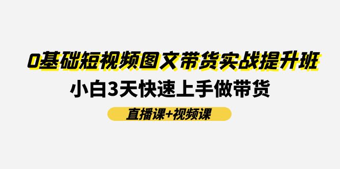 0基础短视频图文带货实战提升班，小白3天快速上手做带货(直播课+视频课)-悟空聊项目