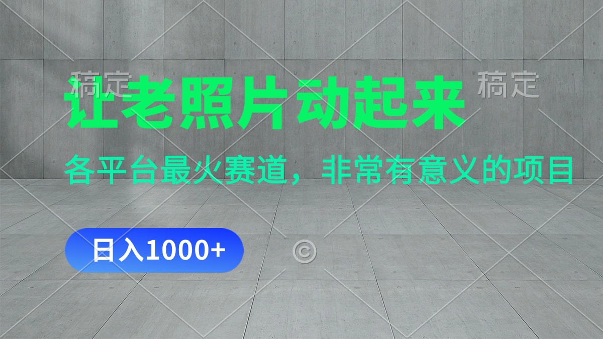 （11671期）让老照片动起来，一天变现1000+，各平台最火赛道，看完就会-悟空聊项目