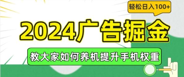 2024广告掘金，教大家如何养机提升手机权重，轻松日入100+【揭秘】-悟空聊项目