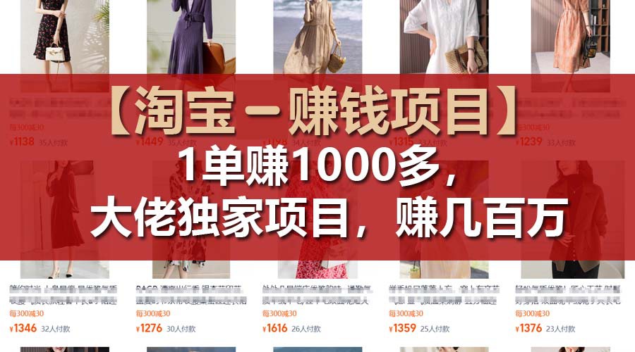 【淘宝赚钱项目】1单可赚1000多，大佬独家项目，年赚几百万-悟空聊项目