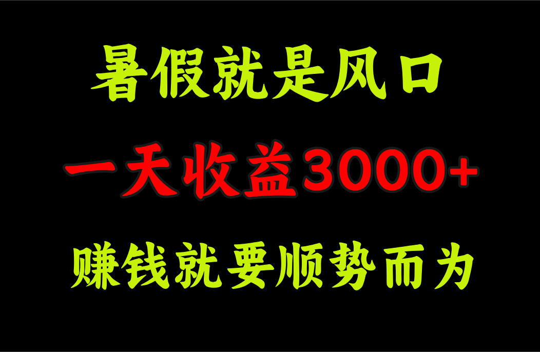 （11670期）一天收益3000+ 赚钱就是顺势而为，暑假就是风口-悟空聊项目