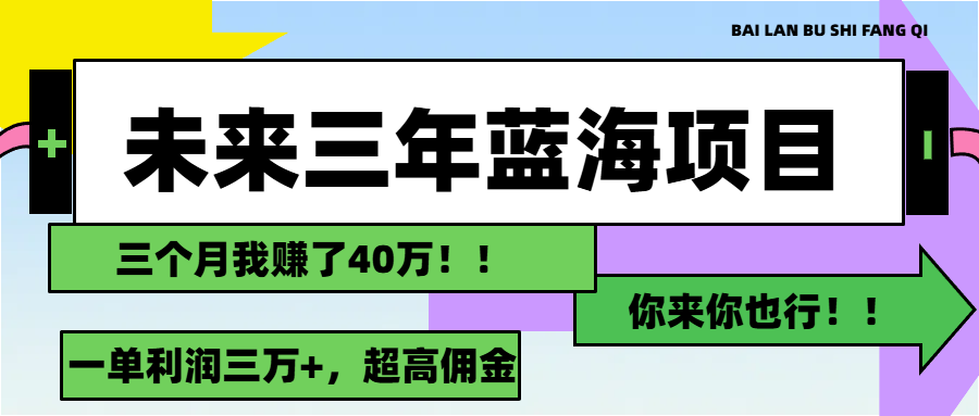 （11716期）未来三年，蓝海赛道，月入3万+-悟空聊项目