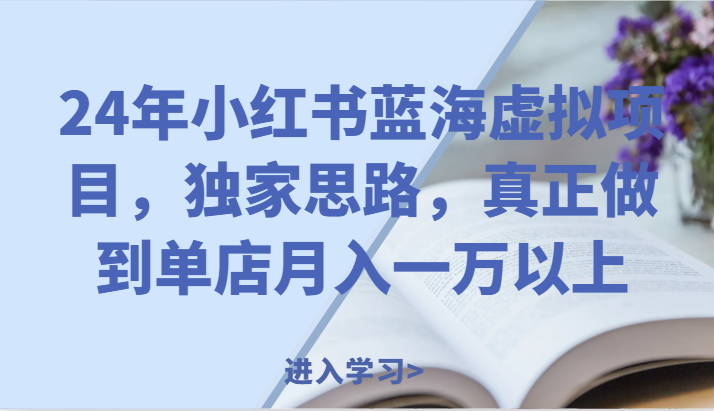24年小红书蓝海虚拟项目，独家思路，真正做到单店月入一万以上。-悟空聊项目
