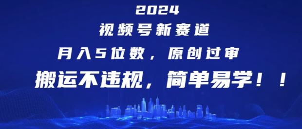 2024视频号新赛道，月入5位数+，原创过审，搬运不违规，简单易学【揭秘】-悟空聊项目
