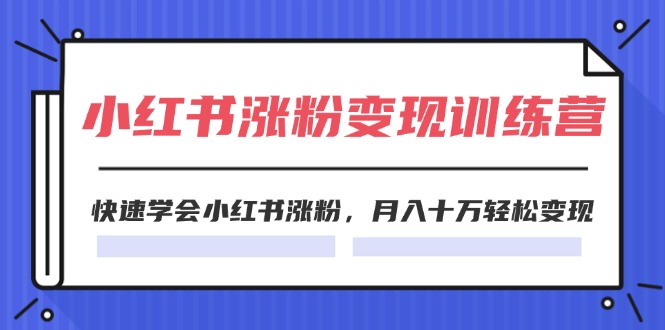 2024小红书19天涨粉变现特训营，快速学会小红书涨粉，月入十万轻松变现（42节）-悟空聊项目