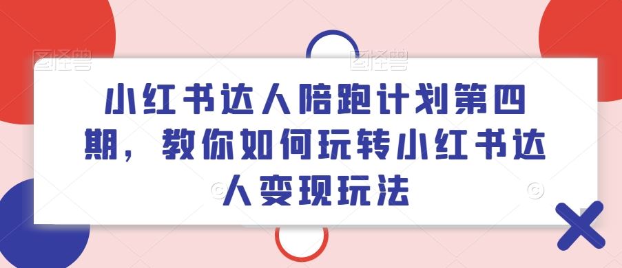 小红书达人陪跑计划第四期，教你如何玩转小红书达人变现玩法-悟空聊项目