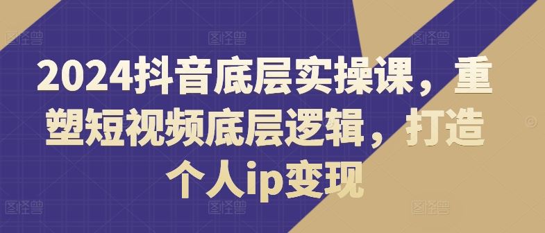 2024抖音底层实操课，​重塑短视频底层逻辑，打造个人ip变现-悟空聊项目