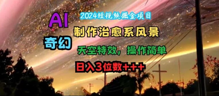 2024短视频掘金项目，AI制作治愈系风景，奇幻天空特效，操作简单，日入3位数【揭秘】-悟空聊项目