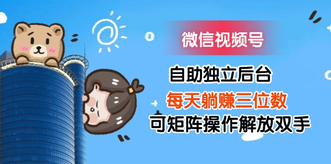 （11910期）微信视频号自助独立后台每天躺赚三位数可矩阵操作解放双手-悟空聊项目