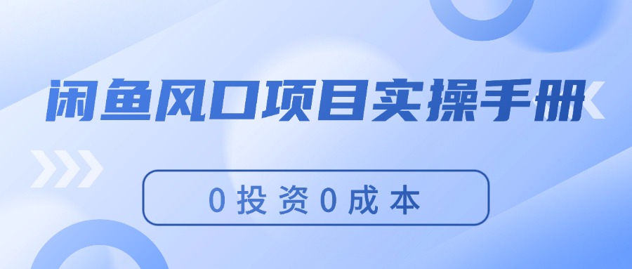 （11923期）闲鱼风口项目实操手册，0投资0成本，让你做到，月入过万，新手可做-悟空聊项目