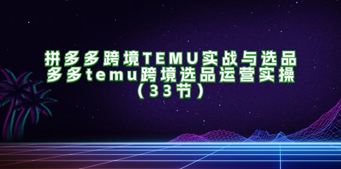 （11934期）拼多多跨境TEMU实战与选品，多多temu跨境选品运营实操（33节）-悟空聊项目