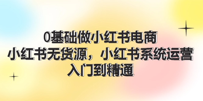 （11960期）0基础做小红书电商，小红书无货源，小红书系统运营，入门到精通 (70节)-悟空聊项目