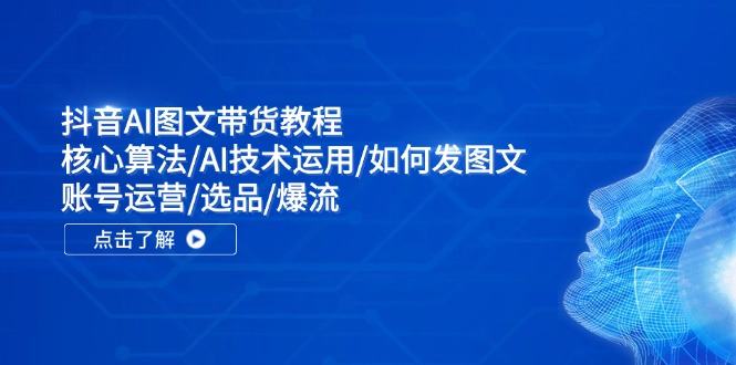 抖音AI图文带货教程：核心算法/AI技术运用/如何发图文/账号运营/选品/爆流-悟空聊项目