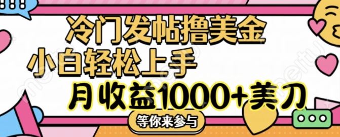 冷门发帖撸美金项目，月收益1000+美金，简单无脑，干就完了【揭秘】-悟空聊项目