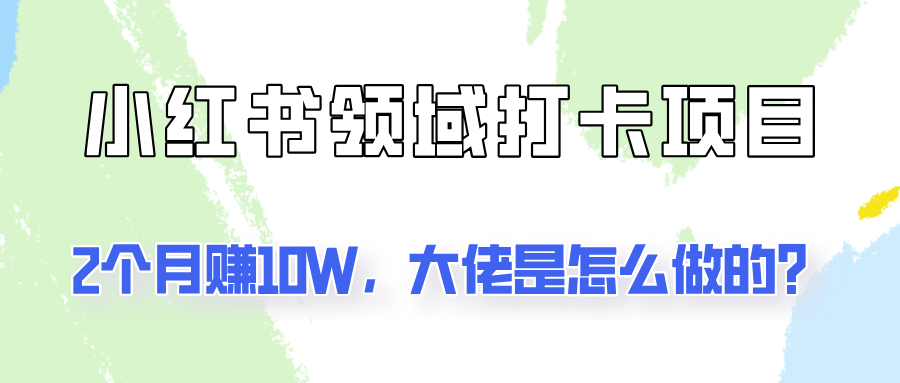 通过小红书领域打卡项目2个月赚10W，大佬是怎么做的？-悟空聊项目