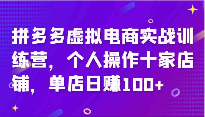 拼多多虚拟电商实战训练营，个人操作十家店铺，单店日赚100+-悟空聊项目