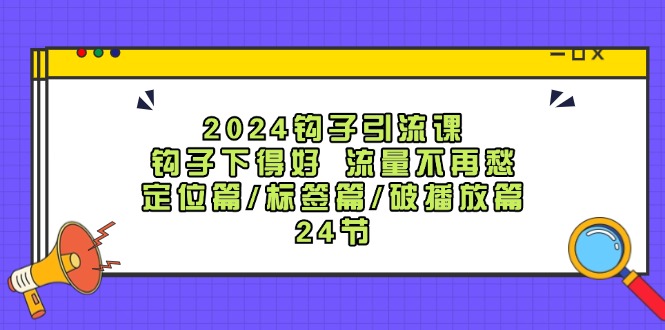 2024钩子引流课：钩子下得好流量不再愁，定位篇/标签篇/破播放篇/24节-悟空聊项目
