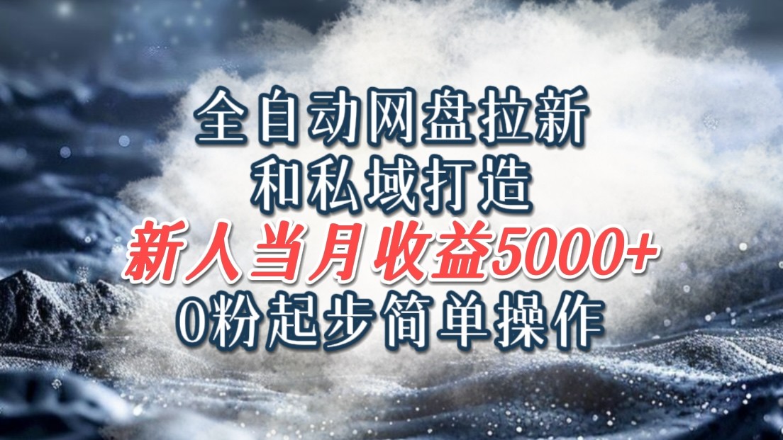 全自动网盘拉新和私域打造，0粉起步简单操作，新人入门当月收益5000以上-悟空聊项目