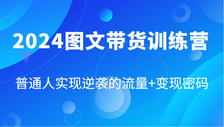 2024图文带货训练营，普通人实现逆袭的流量+变现密码（87节课）-悟空聊项目