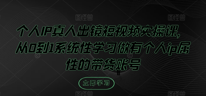 个人IP真人出镜短视频实操课，从0到1系统性学习做有个人ip属性的带货账号-悟空聊项目