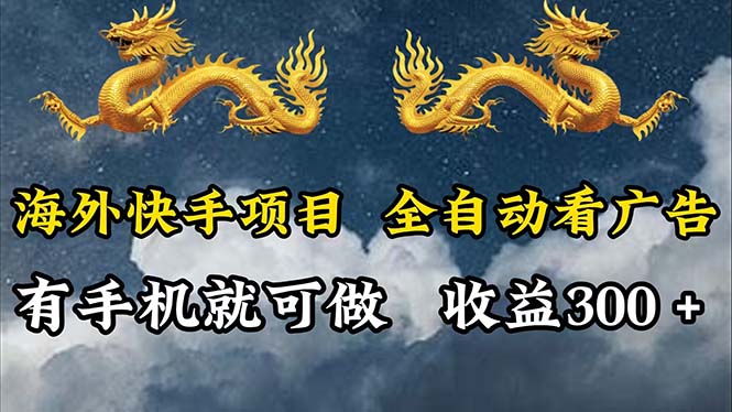 （12175期）海外快手项目，利用工具全自动看广告，每天轻松 300+-悟空聊项目