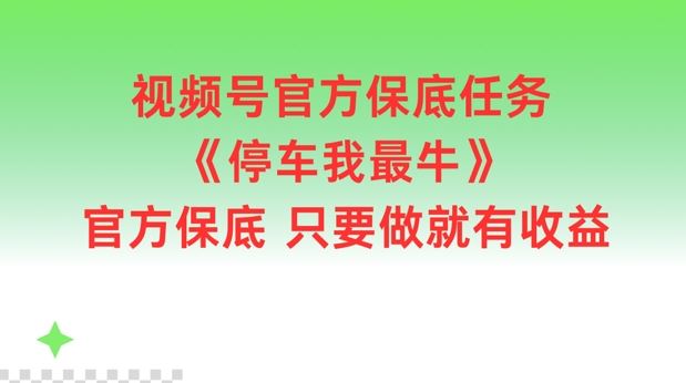 视频号官方保底任务，停车我最牛，官方保底只要做就有收益【揭秘】-悟空聊项目