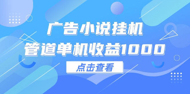 （12198期）广告小说挂机管道单机收益1000+-悟空聊项目