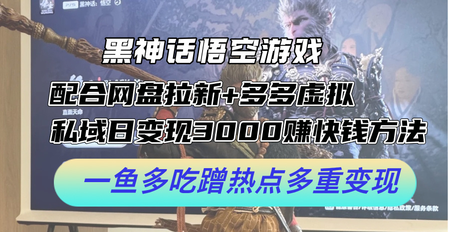 （12316期）黑神话悟空游戏配合网盘拉新+多多虚拟+私域日变现3000+赚快钱方法。…-悟空聊项目