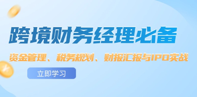 （12323期）跨境 财务经理必备：资金管理、税务规划、财报汇报与IPO实战-悟空聊项目