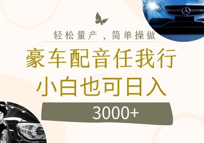 不为人知的暴力小项目，豪车配音，日入几张【揭秘】-悟空聊项目