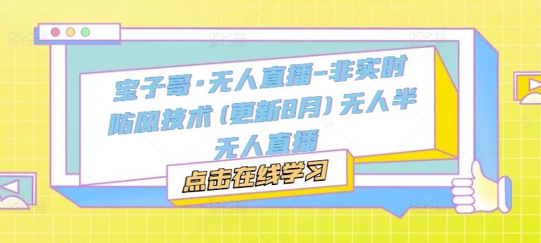 宝子哥·无人直播-非实时防风技术(更新8月)无人半无人直播-悟空聊项目