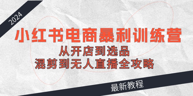 2024小红书电商暴利训练营：从开店到选品，混剪到无人直播全攻略-悟空聊项目