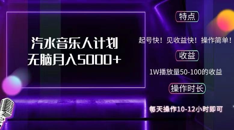 （12429期）抖音汽水音乐人计划无脑月入5000+-悟空聊项目