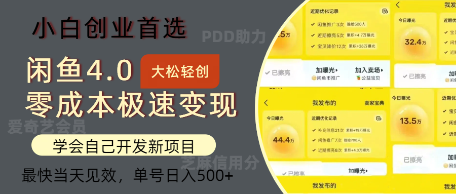 （12434期）闲鱼0成本极速变现项目，多种变现方式 单号日入500+最新玩法-悟空聊项目