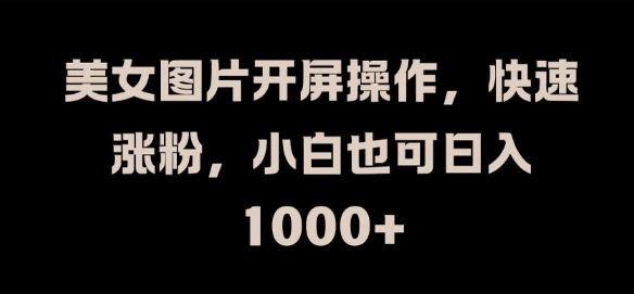 美女图片开屏操作，快速涨粉，小白也可日入1k【揭秘】-悟空聊项目