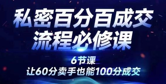 私密百分百成交流程线上训练营，绝对成交，让60分卖手也能100分成交-悟空聊项目
