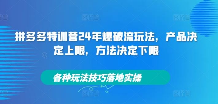 拼多多特训营24年爆破流玩法，产品决定上限，方法决定下限，各种玩法技巧落地实操-悟空聊项目