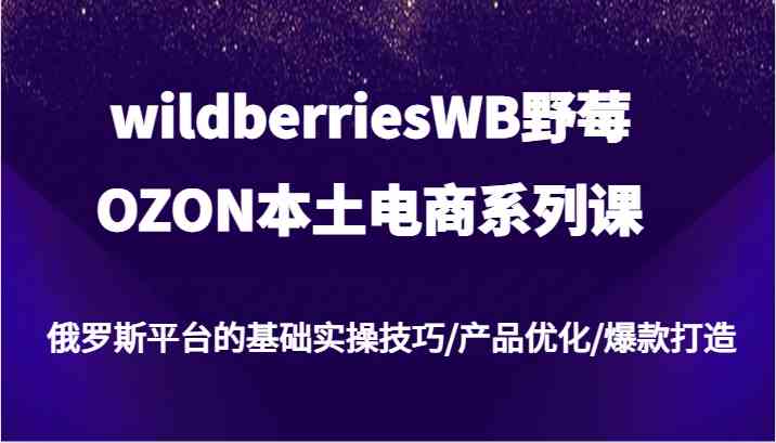 wildberriesWB野莓/OZON本土电商系列课，俄罗斯平台的基础实操技巧/产品优化/爆款打造-悟空聊项目
