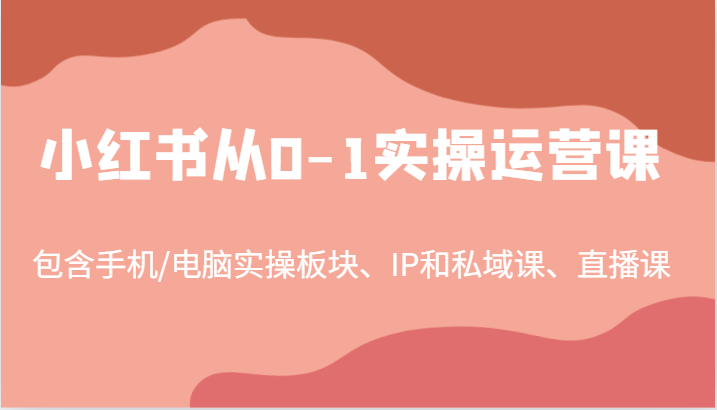 小红书从0-1实操运营课，包含手机/电脑实操板块、IP和私域课、直播课（97节）-悟空聊项目