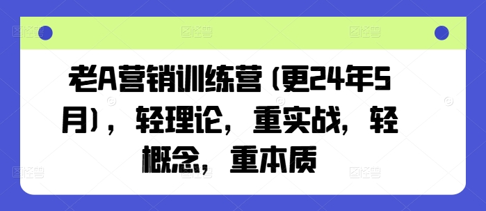 老A营销训练营(更24年9月)，轻理论，重实战，轻概念，重本质-悟空聊项目