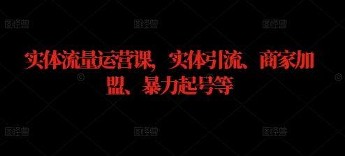 实体流量运营课，实体引流、商家加盟、暴力起号等-悟空聊项目
