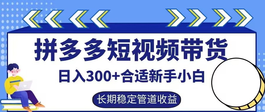 拼多多短视频带货日入300+有长期稳定被动收益，合适新手小白【揭秘】-悟空聊项目