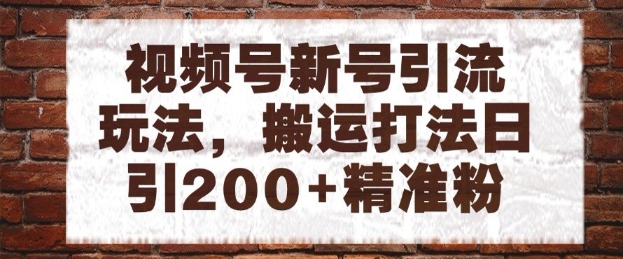 视频号新号引流玩法，搬运打法日引200+精准粉，可矩阵放大【揭秘】-悟空聊项目