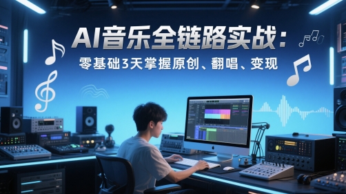 AI音乐全链路实战变现课：零基础3天掌握原创、翻唱、变现-悟空聊项目