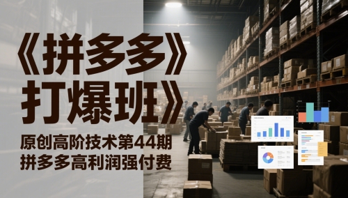 《拼多多打爆班》原创高阶技术第44期，拼多多高利润强付费-悟空聊项目