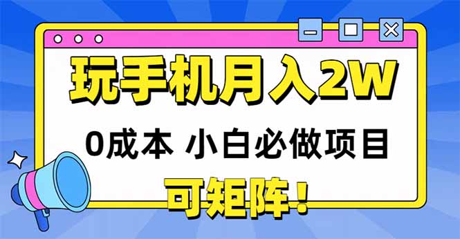 玩玩手机月入20000+，0成本小白必做项目，可矩阵-悟空聊项目